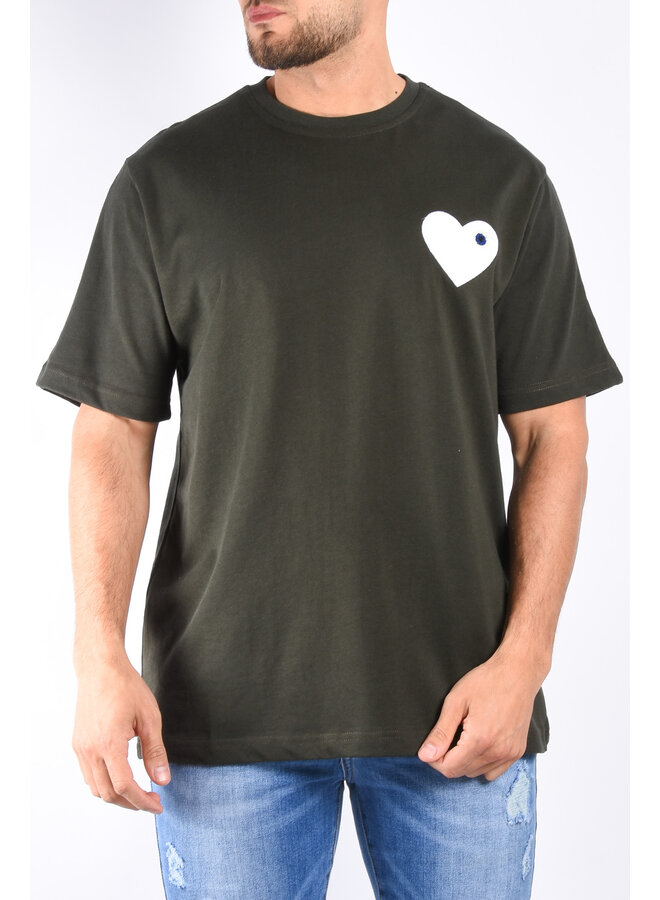 Premium Oversize Loose Fit T-shirt “Heart” Deep Green / White