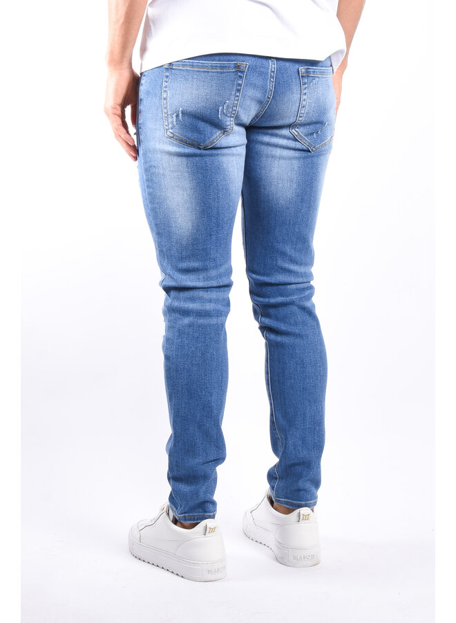 Slim Fit Stretch Jeans “Dias” Blue Distressed