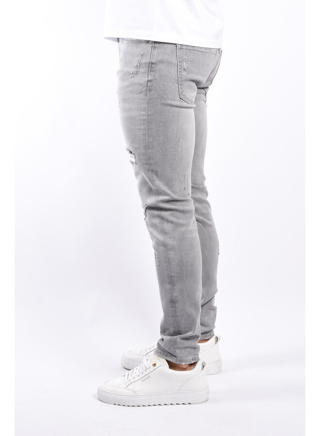 Slim Fit Stretch Jeans “Dias” Grey Distressed