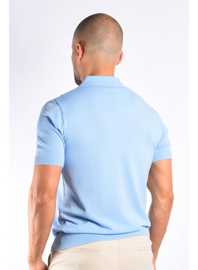 Polo V-Neck "Sabado" Light Blue