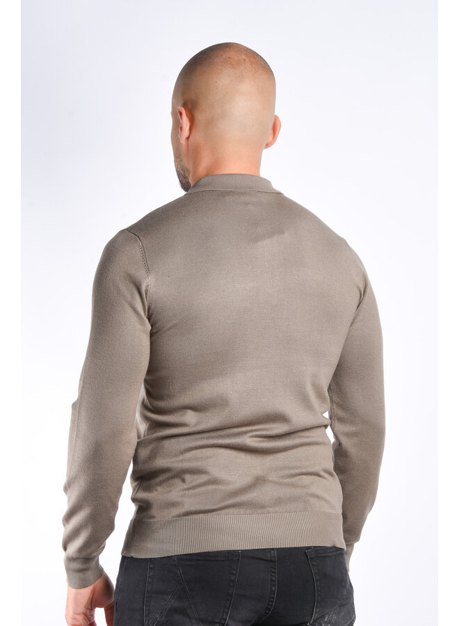 Long Sleeve Zipper Polo “Lorenzo” Khaki Green