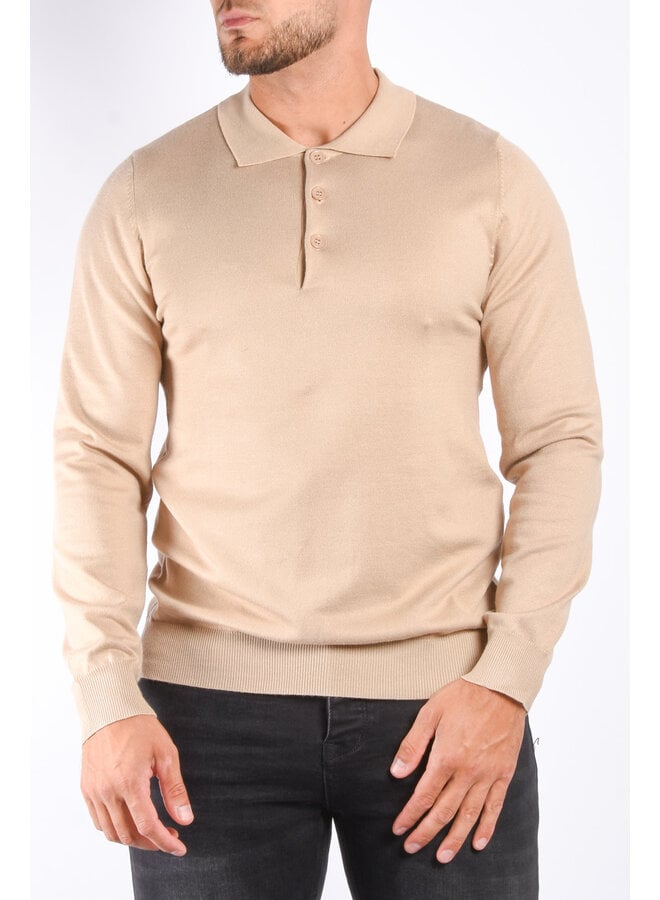 Long Sleeve Polo "Arezzo" Beige