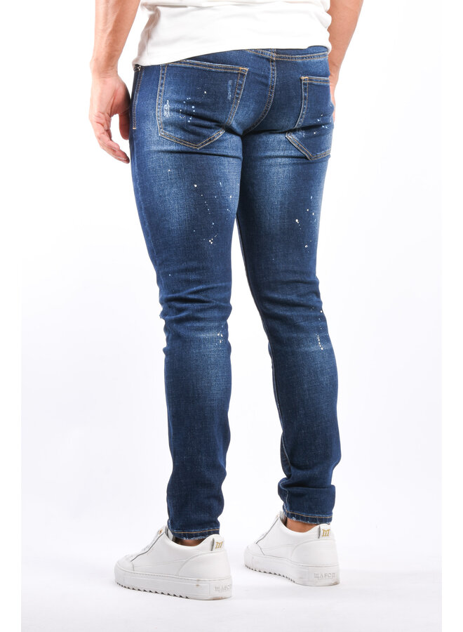 Slim Fit Stretch Jeans “Nouri” Blue Washed / Splashed