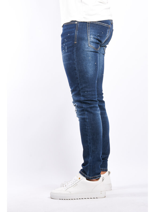 Slim Fit Stretch Jeans “Nouri” Blue Washed / Splashed