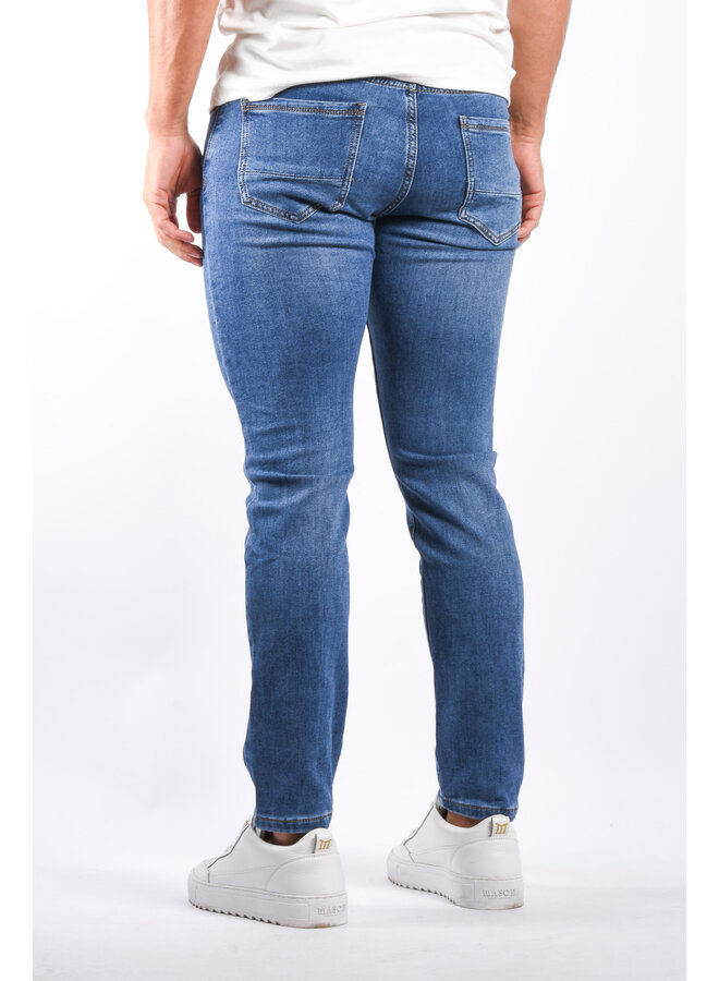 Slim Fit Stretch Jeans “Lucas” Blue Washed