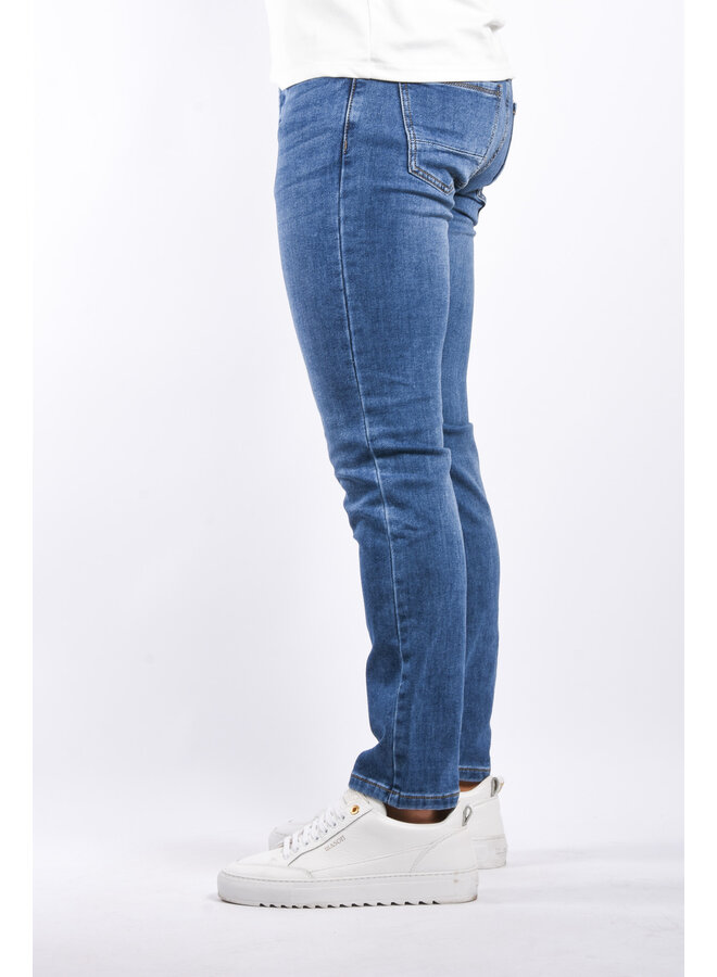 Slim Fit Stretch Jeans “Lucas” Blue Washed