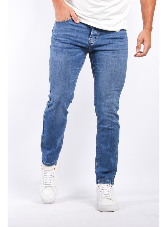 Slim Fit Stretch Jeans “Lucas” Blue Washed