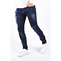 Slim Fit Stretch Jeans “Enrique” Dark Blue Distressed / Splashed