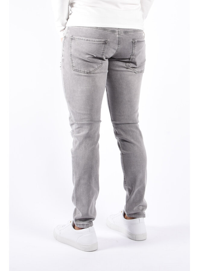 Slim Fit Stretch Jeans “Ruiz” Grey Washed / Distressed