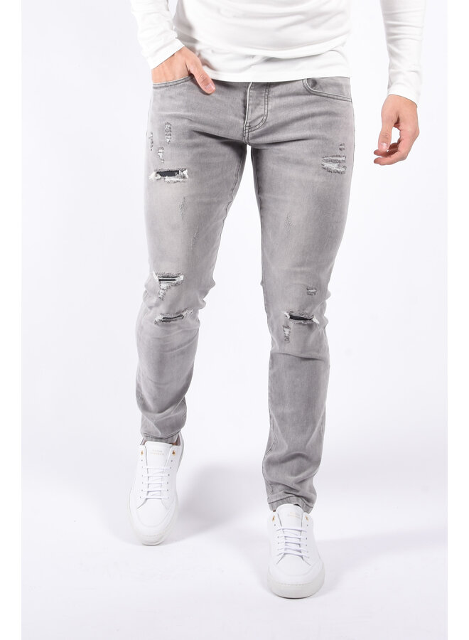 Slim Fit Stretch Jeans “Ruiz” Grey Washed / Distressed