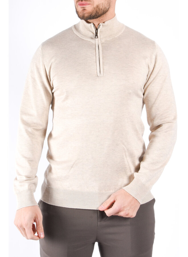 Half Zipped Sweater “Alessio” Beige Melange