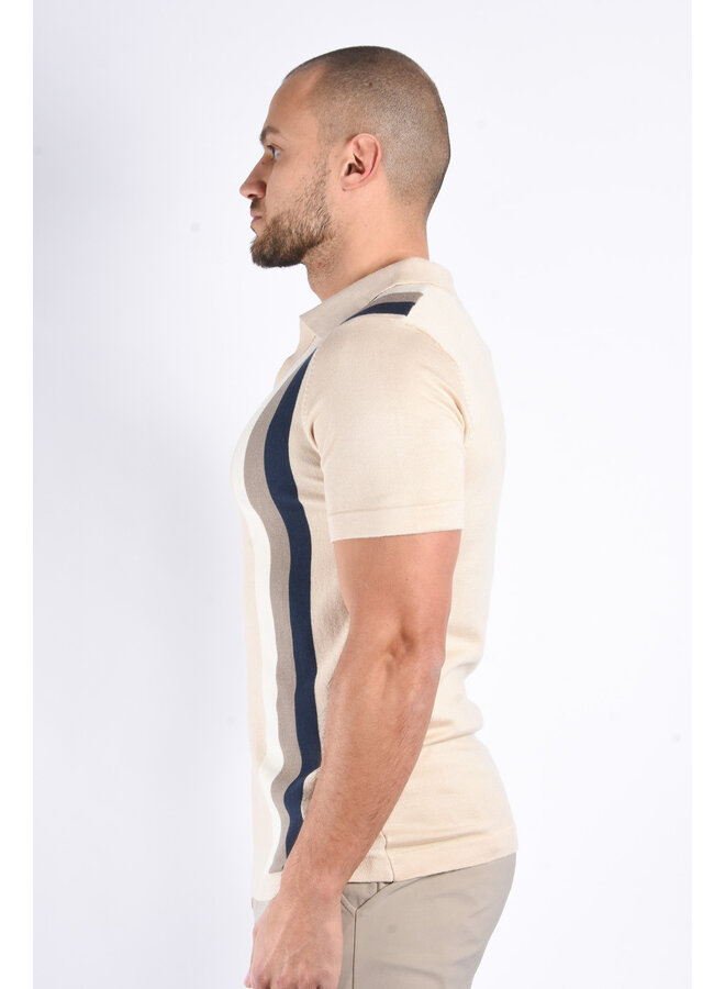 Striped Knit Polo “Cicero” Beige