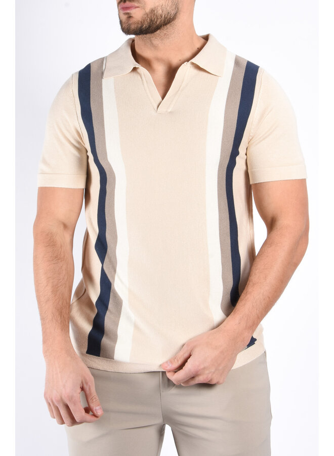 Striped Knit Polo “Cicero” Beige