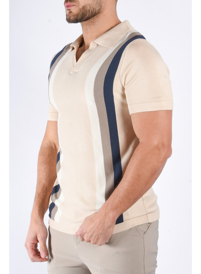 Striped Knit Polo “Cicero” Beige