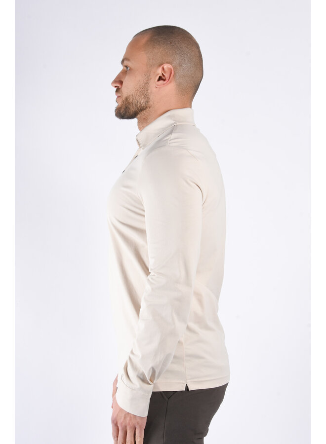 Premium Mercerised Long Sleeve Polo “Toni” Beige