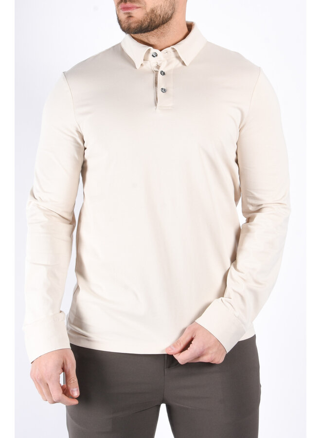 Premium Mercerised Long Sleeve Polo “Toni” Beige