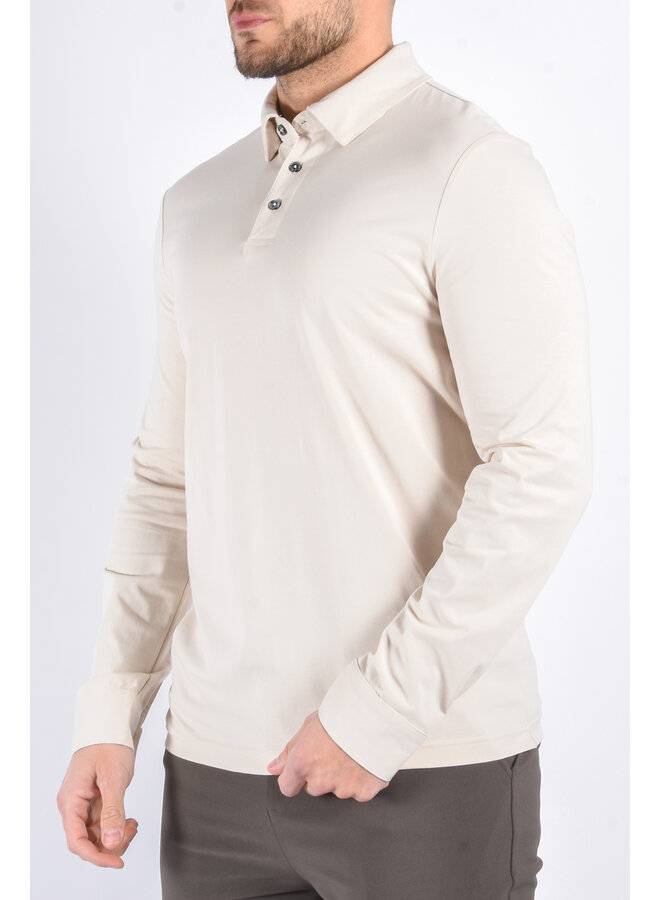 Premium Mercerised Long Sleeve Polo “Toni” Beige