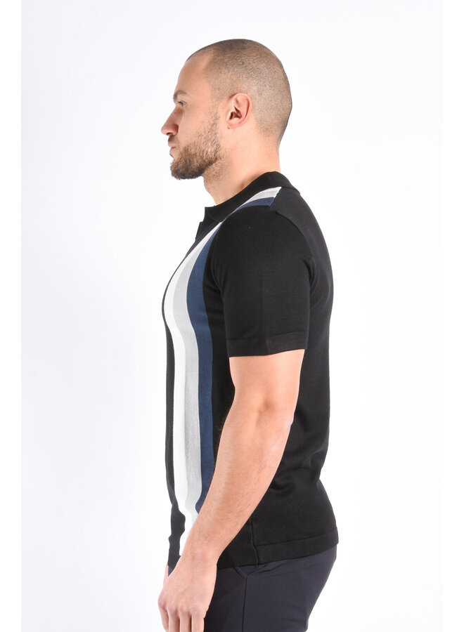 Striped Knit Polo “Cicero” Black