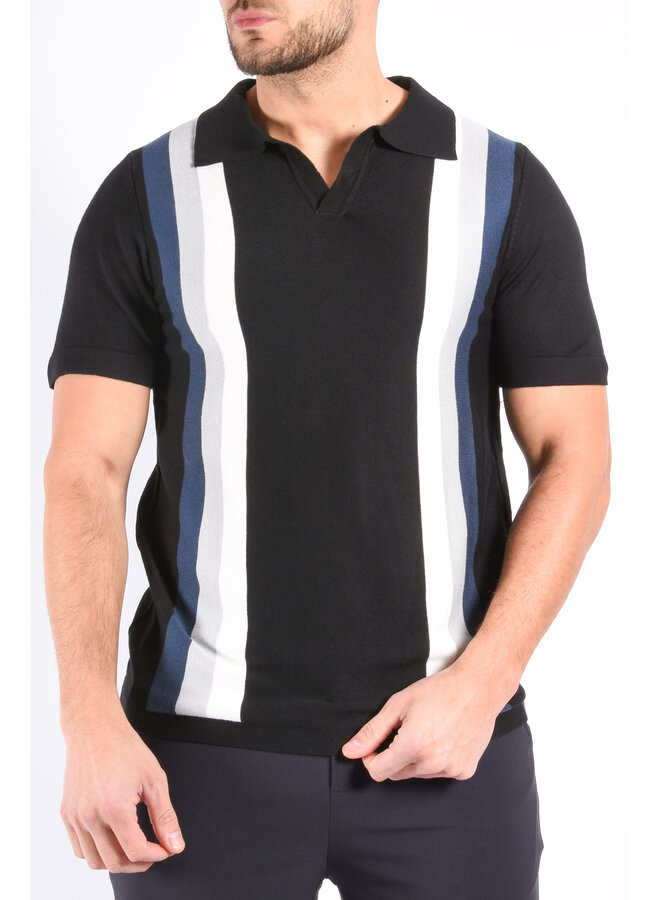 Striped Knit Polo “Cicero” Black