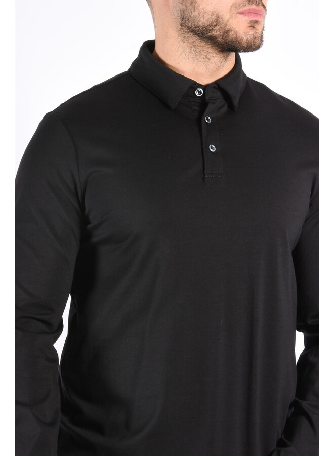 Premium Mercerised Long Sleeve Polo “Toni” Black