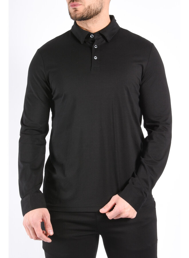 Premium Mercerised Long Sleeve Polo “Toni” Black