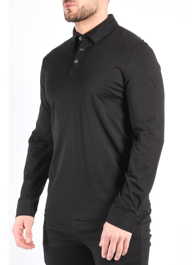 Premium Mercerised Long Sleeve Polo “Toni” Black