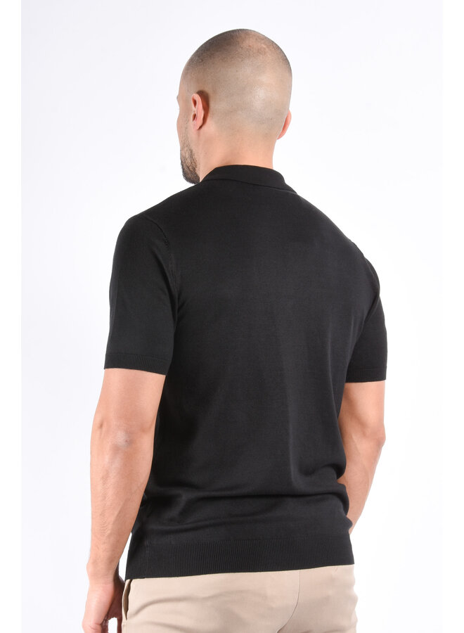 Premium Knit Zipper Polo “Samuel” Black