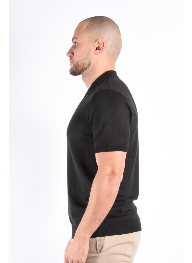 Premium Knit Zipper Polo “Samuel” Black