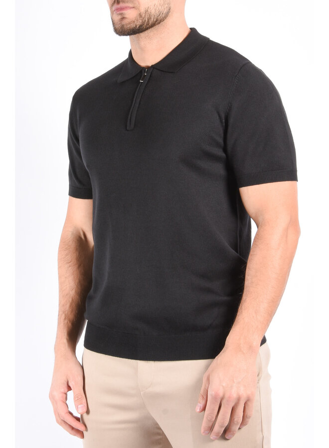 Premium Knit Zipper Polo “Samuel” Black