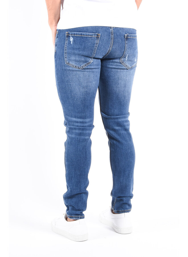 Slim Fit Stretch Jeans “Zenzi” Blue Distressed