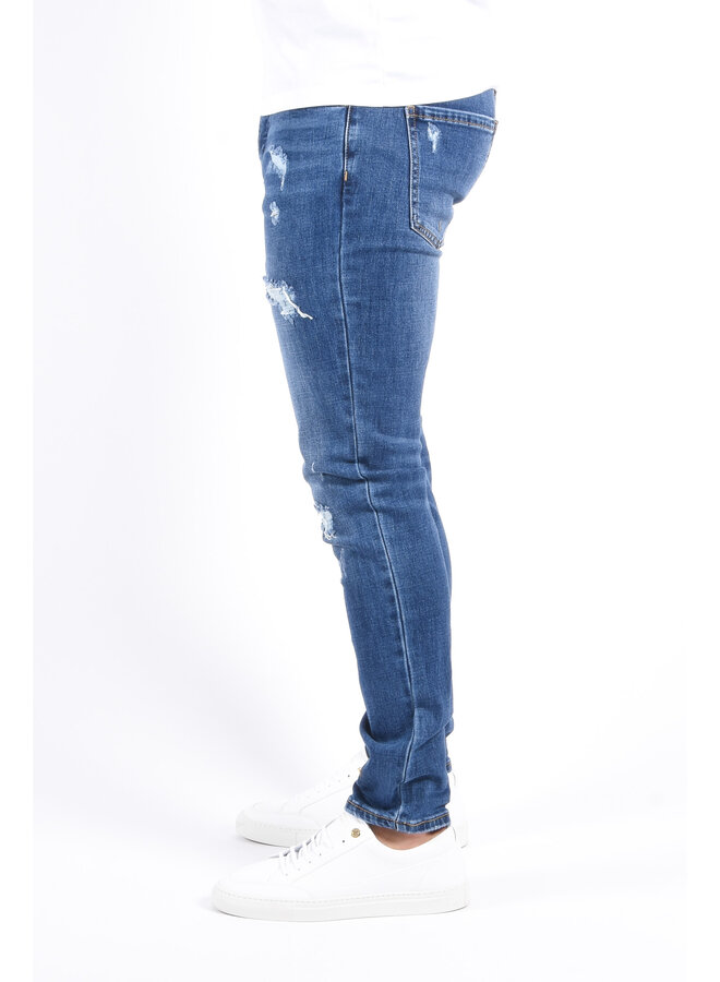 Slim Fit Stretch Jeans “Zenzi” Blue Distressed