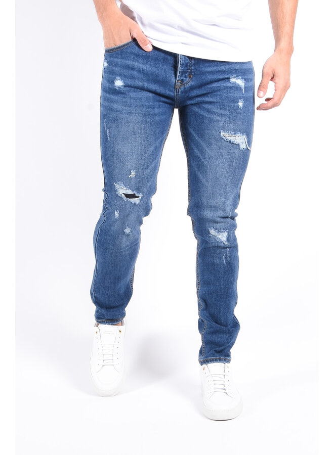 Slim Fit Stretch Jeans “Zenzi” Blue Distressed