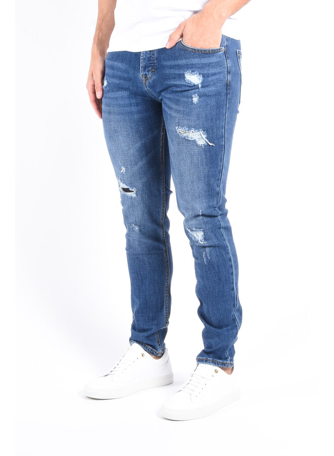 Slim Fit Stretch Jeans “Zenzi” Blue Distressed