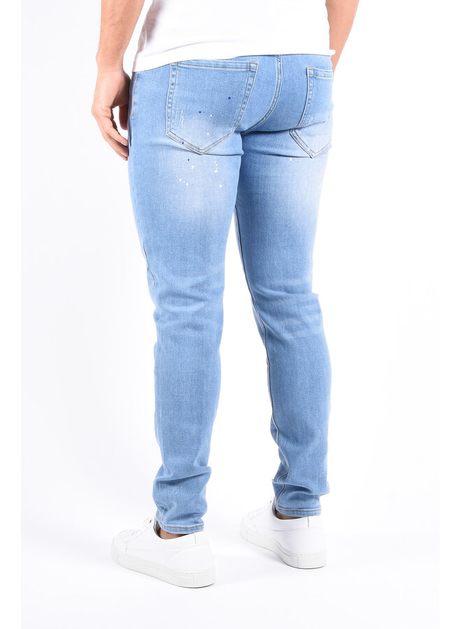 Slim Fit Stretch Jeans “Noa” Light Blue Splashed