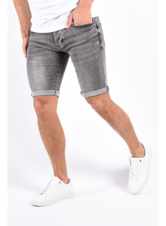 Slim Fit Stretch Jeans Shorts “Lio” Dark Grey Washed