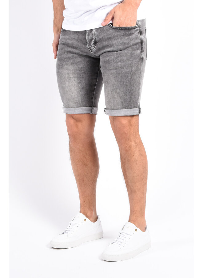 Slim Fit Stretch Jeans Shorts “Lio” Dark Grey Washed
