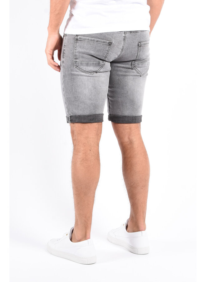 Slim Fit Stretch Jeans Shorts “Kai” Grey Washed