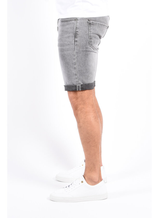 Slim Fit Stretch Jeans Shorts “Kai” Grey Washed