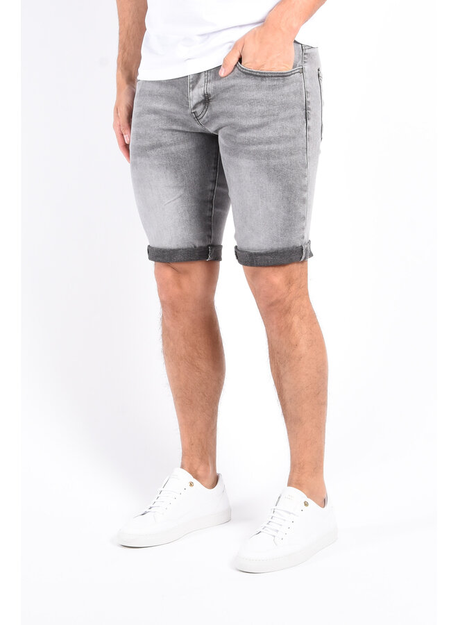 Slim Fit Stretch Jeans Shorts “Kai” Grey Washed