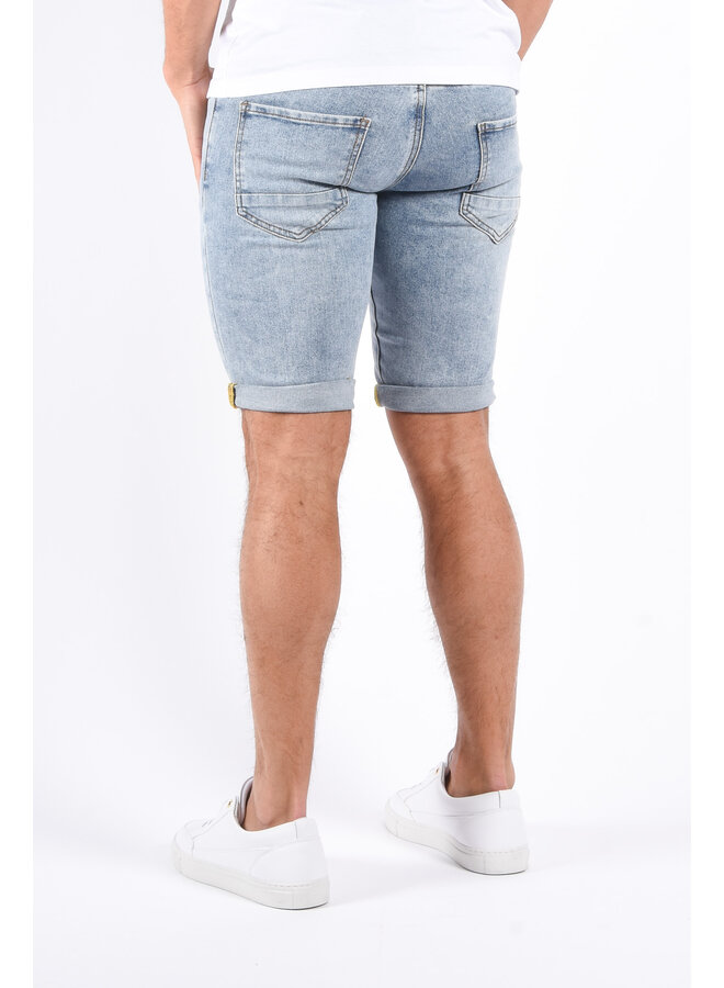 Slim Fit Stretch Jeans Shorts “Lenn” Light Blue Washed