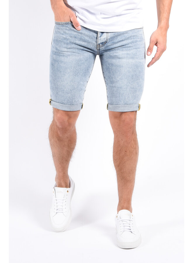 Slim Fit Stretch Jeans Shorts “Lenn” Light Blue Washed