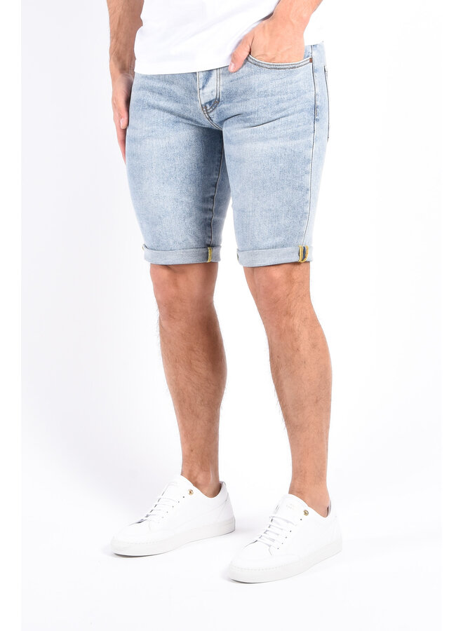 Slim Fit Stretch Jeans Shorts “Lenn” Light Blue Washed