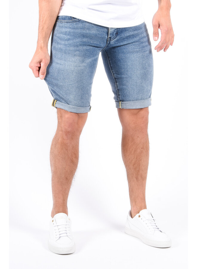 Slim Fit Stretch Jeans Shorts “Aiden” Blue Washed
