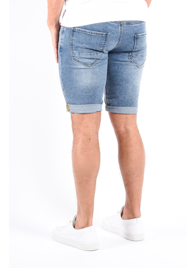 Slim Fit Stretch Jeans Shorts “Aiden” Blue Washed