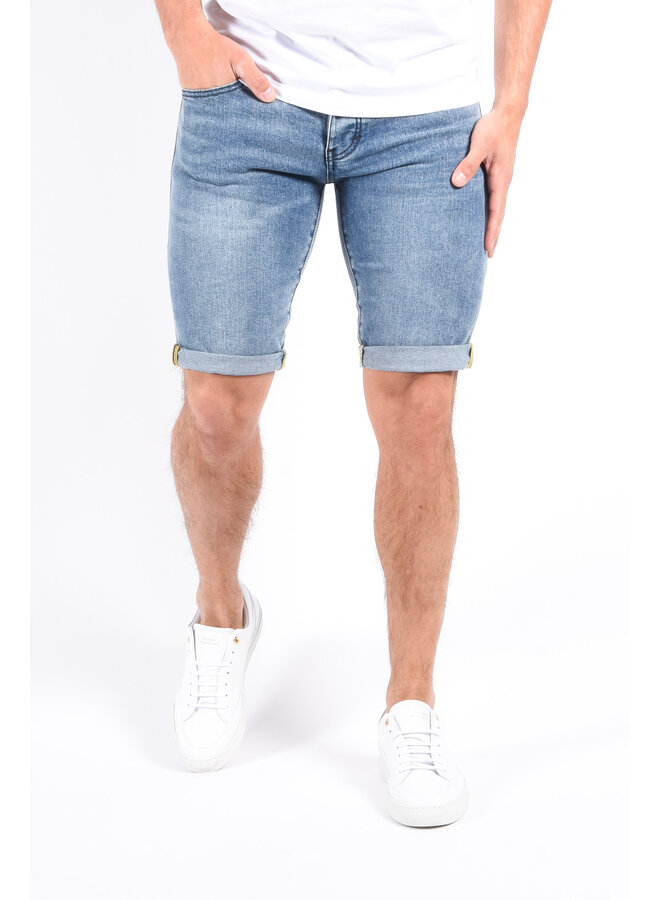 Slim Fit Stretch Jeans Shorts “Aiden” Blue Washed