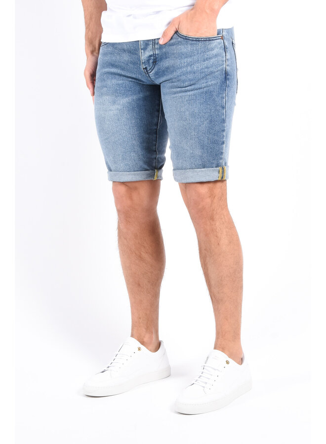 Slim Fit Stretch Jeans Shorts “Aiden” Blue Washed