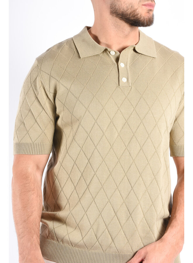 Premium Diamond Knit Polo “Luca”  Taupe