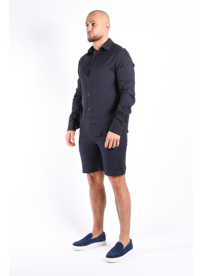 Premium Linnen Shorts “Azzaro” Navy Blue