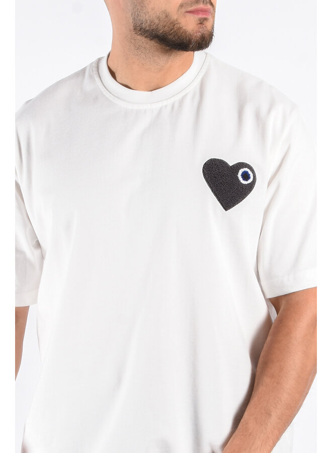 Premium Oversized T-Shirt Heart - White / Anthracite