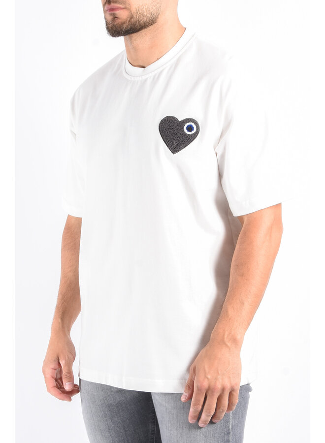 Premium Oversized T-Shirt Heart - White / Anthracite